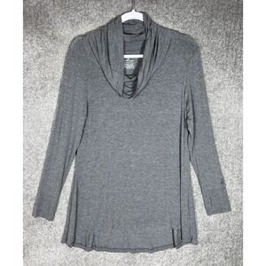 Cuddl Duds Softwear with Stretch Tunic Top Womens Sz L Gray Cowl Neck Thumbholes